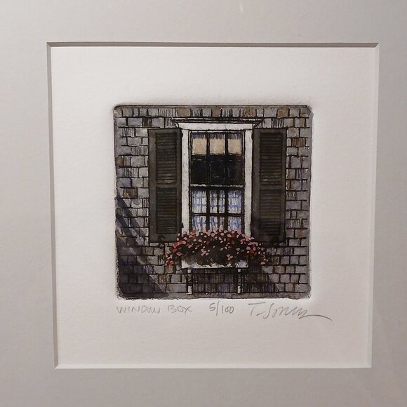 "Window Box" Hand Colored Engraving by T.J. Struna (Limited Edition #5/100) - Picture 2 of 6
